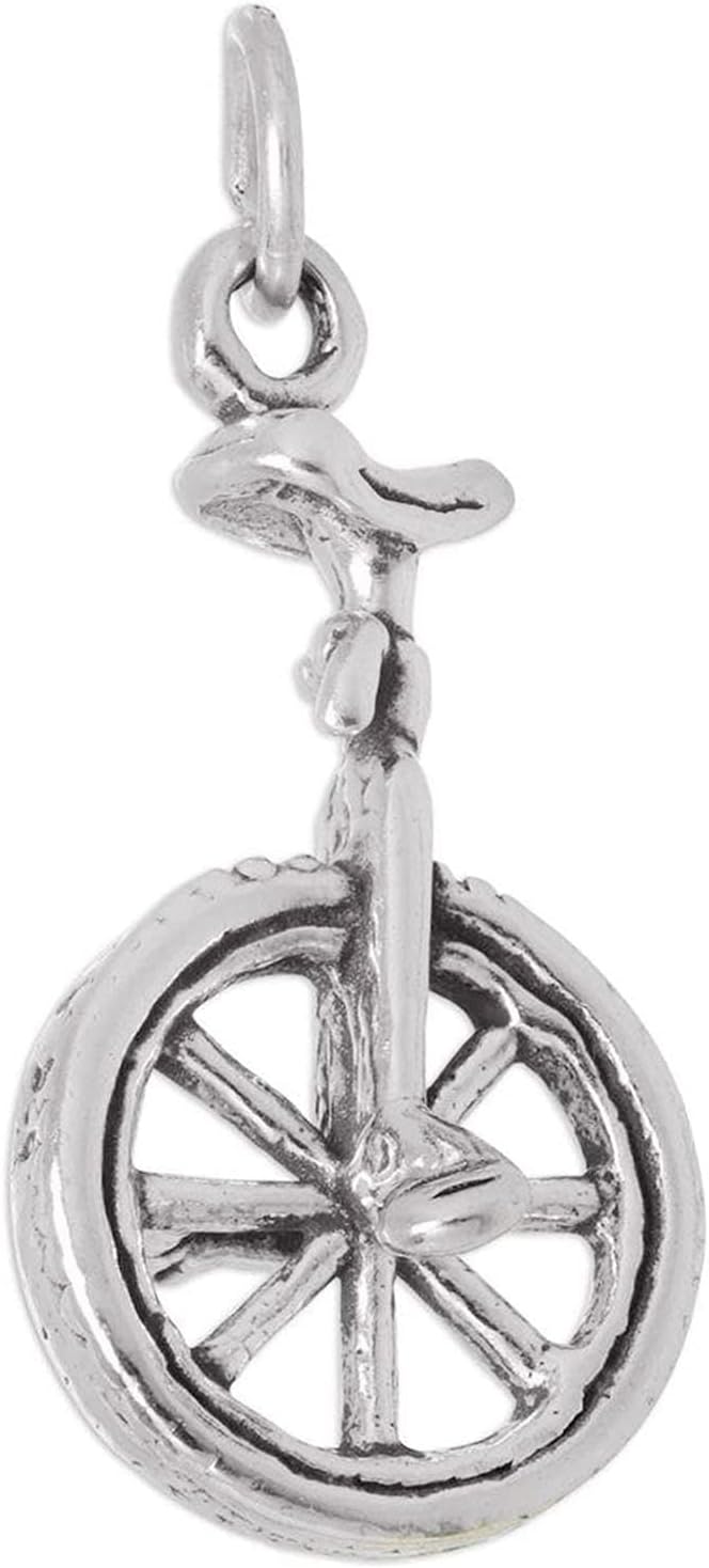 Unicycle Circus Bike 3D 925 Solid Sterling Silver Charm Pendant Bracelet Jewelry Making Supply