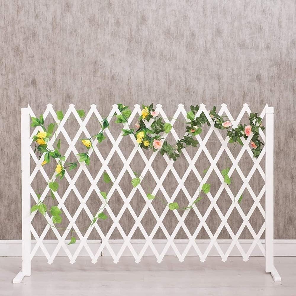 N / B Makeup Toy Expandable Wooden Garden Fence,Decorative Garden Fence,Extendable Wood Picket Fence,Wooden Trellis Fence,Garden Privacy Fence Screen,Expanding Wicker Fence (119cm (White))