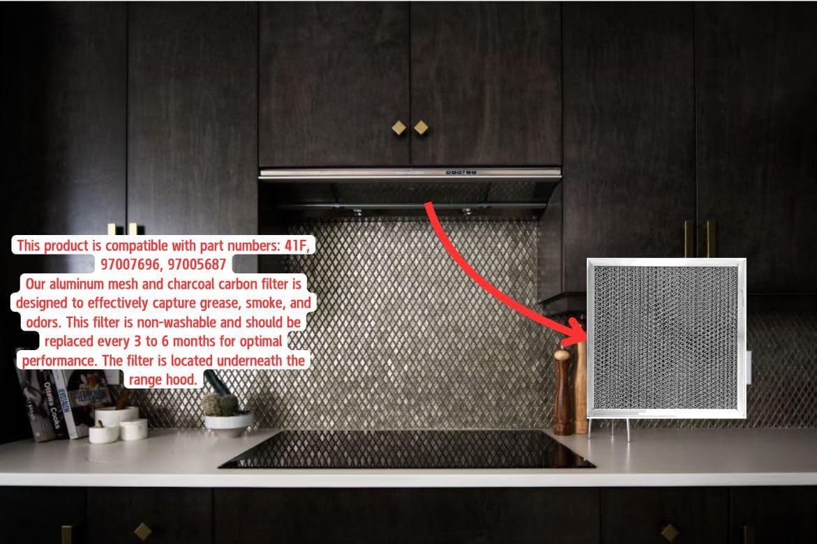 WINDON BAY Grease Range Hood Filter Replacement Compatible with Broan Nutone - Aluminum Kitchen Vent Hood Mesh and Charcoal Carbon Combo Filters 8.75 x 10.5 x .44 Inches - Pack of 2