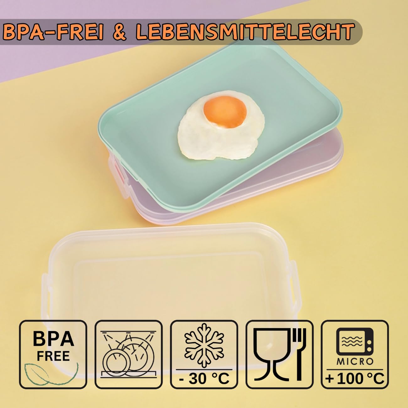 Engelland 6er Set Aufschnitt-Dosen mit integrierter Servierplatte, Frischhaltedose, Aufbewahrungsbox, Lebensmittelbehälter, Aufschnitt-Box, stapelbar, BPA-frei, Küchenbedarf, Kunststoff, Bunt Küche, Haushalt & Wohnen