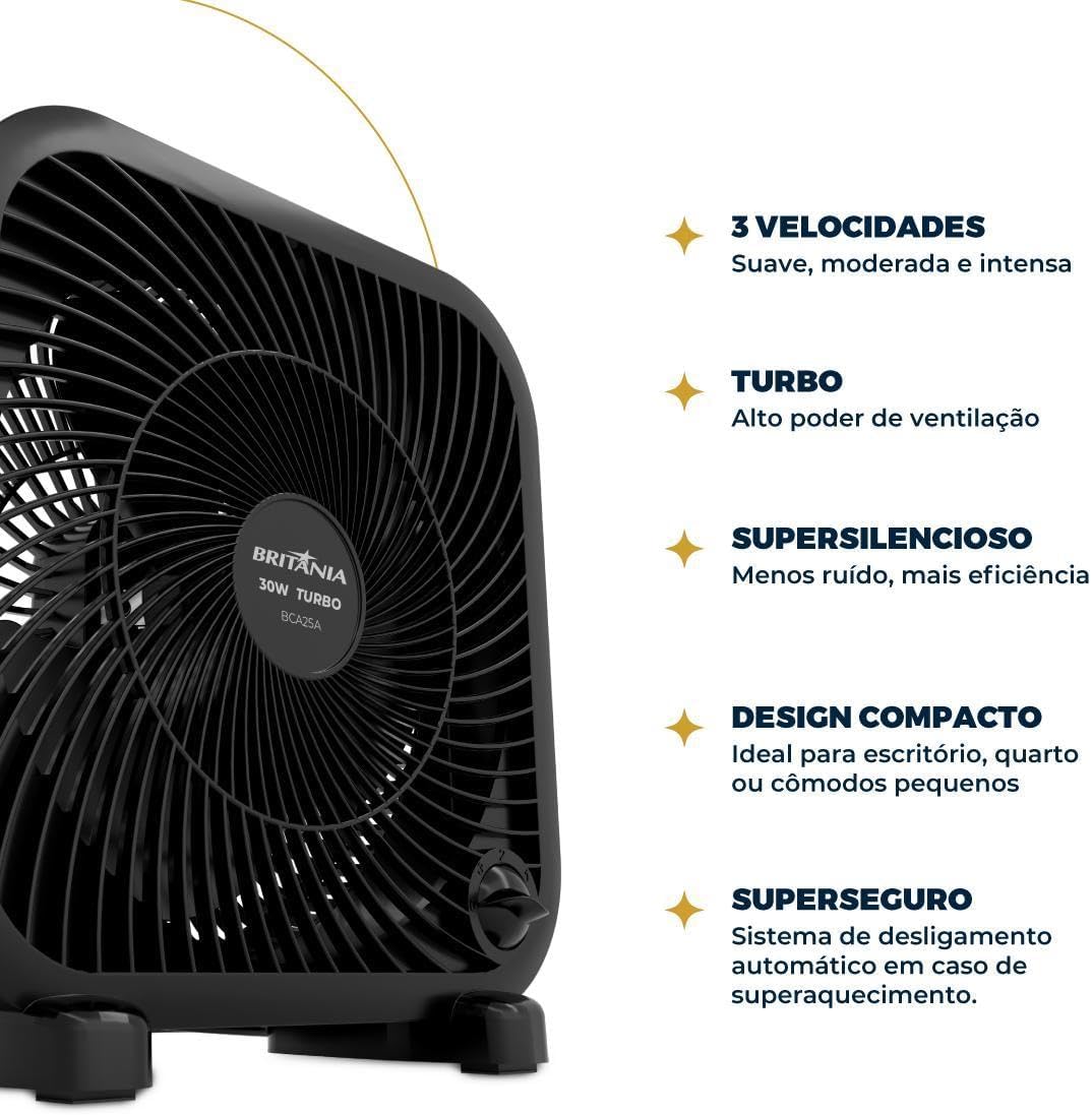 Ventilador Circulador Britânia 30W 3 Velocidades BCA25A 220V