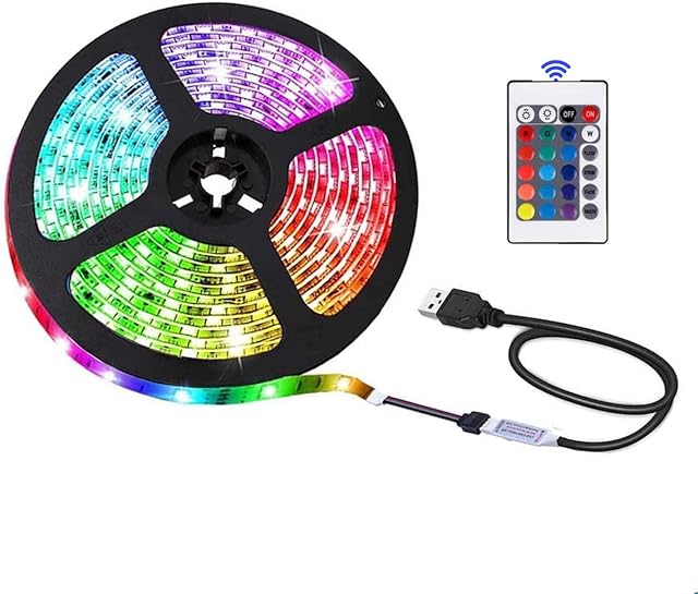 USB LED Strip Lights with 24 Keys Remote Control, 4M/13.12FT,5050RGB, 5 Volts,Safe and Touchable,DIY Indoor/Outdoor (4M/13.12FT)