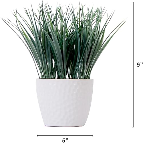 Miniatura 2 de Nearly Natural Planta de césped artificial de 9 pulgadas con maceta decorativa