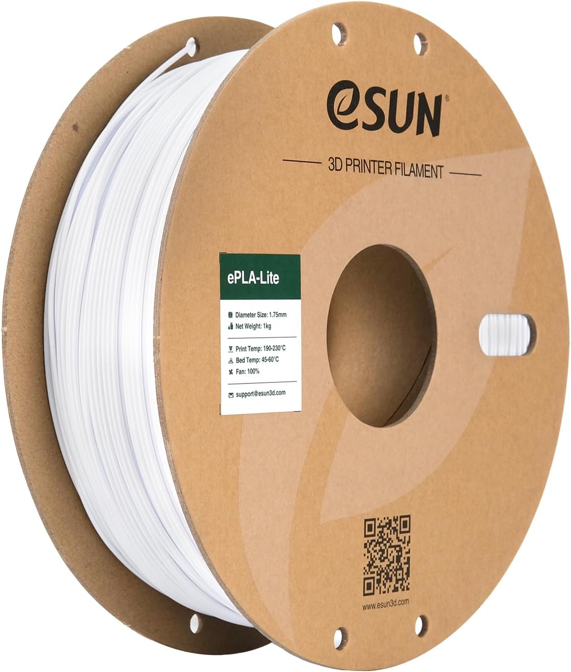 eSUN PLA Filament 1.75mm, 3D Printer Filament PLA Dimensional Accuracy +/- 0.03mm, 1KG Spool (2.2 LBS) 3D Printing Materials for Most FDM 3D Printers,Cold White