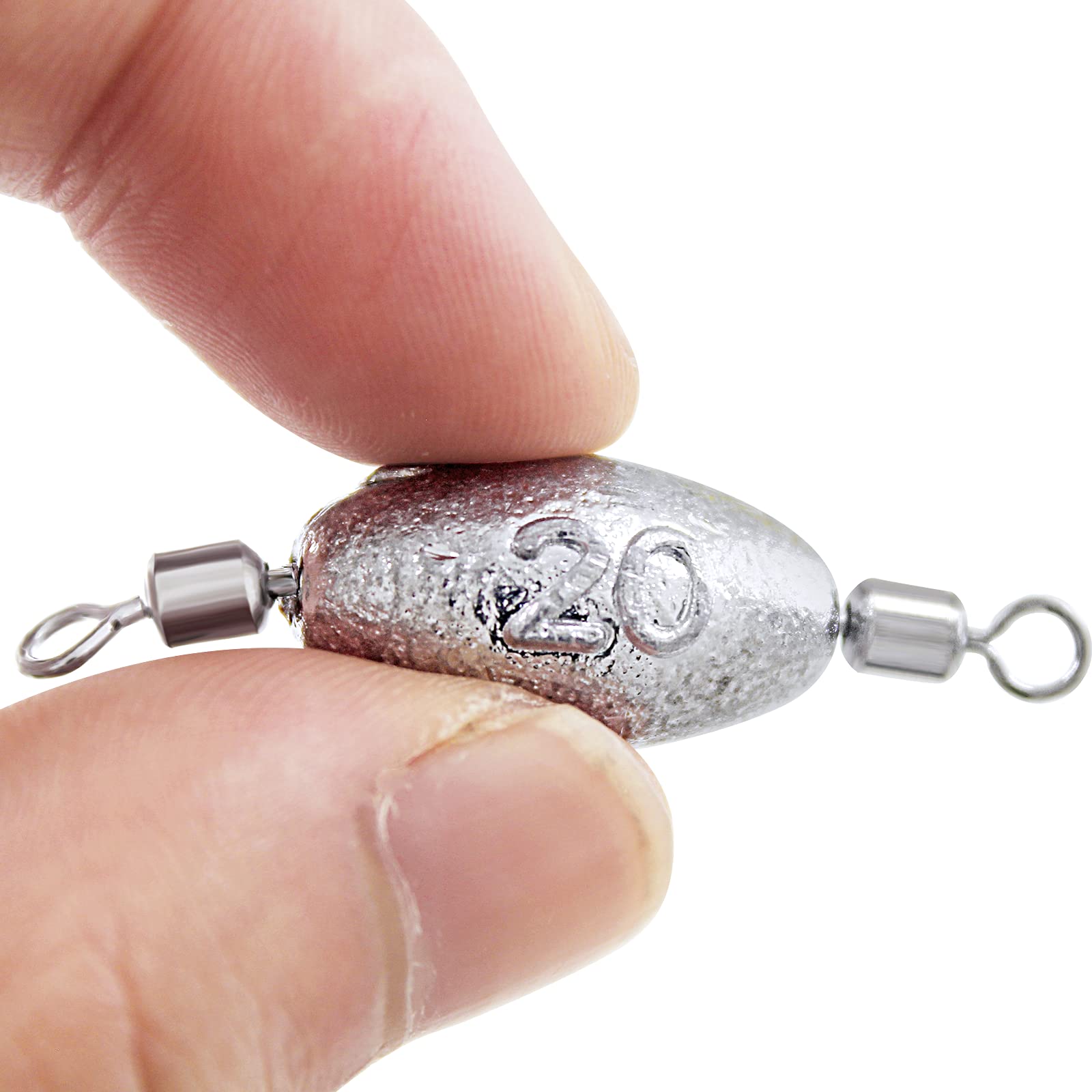 Hitefu 10 plomos de peso de pesca, pesas en línea de 3/4 onzas, plomos de pesca de plomo, plomos de huevos para pesca de fondo