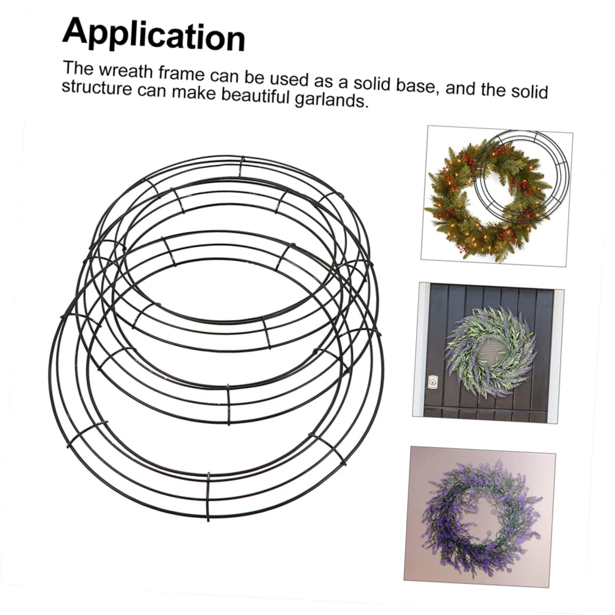 2 Sätze Girlande Reifen Kranzrahmen Kranzform Kranz Wanddekoration Ganzjähriger Kranz Blumenkranz Eisenring DIY Blumenkranz Kranzringe Aus Eisen Runde Kranzringe Black 4 Stück * 2 Ciieeo