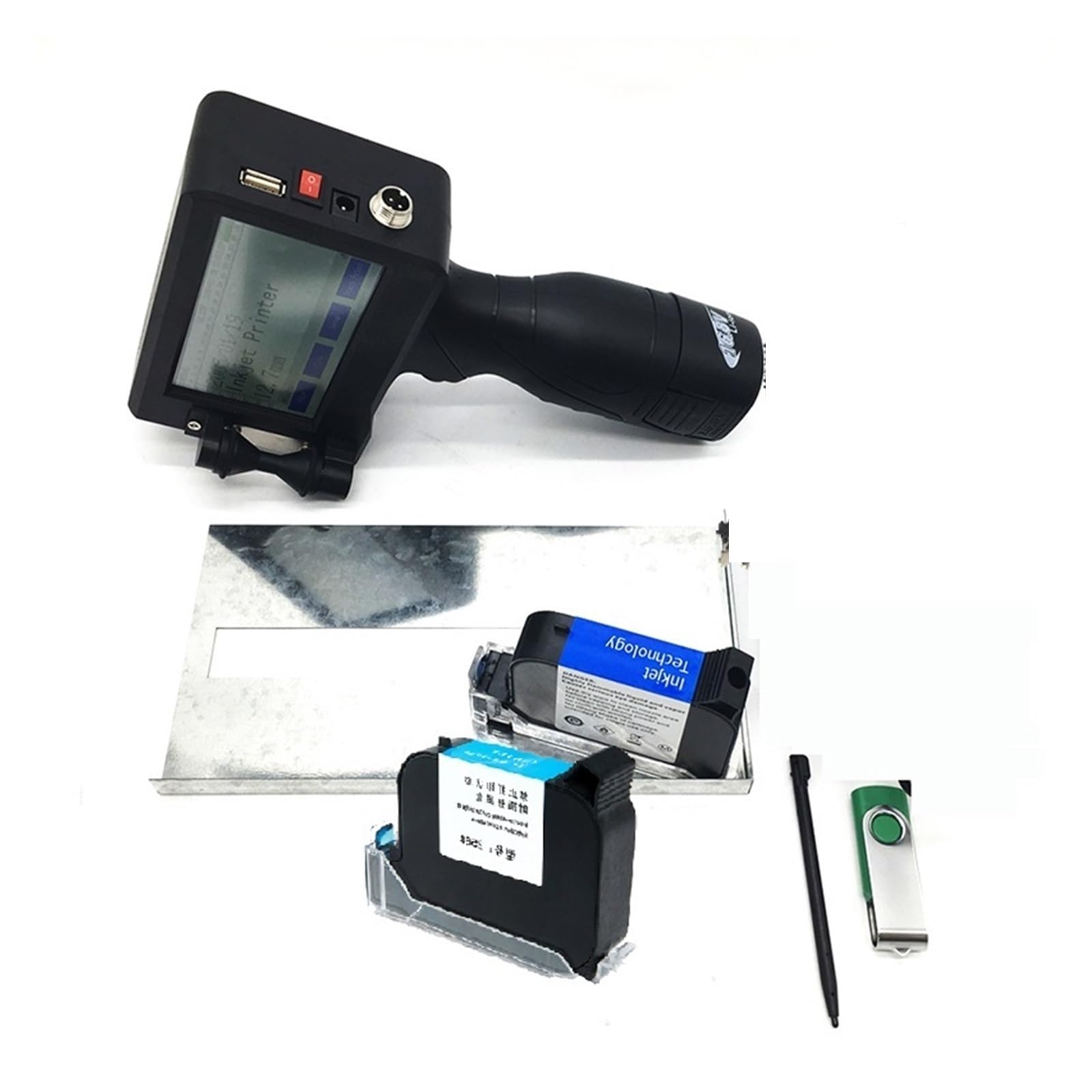 MYUYEE Portable Inkjet Coder, 4.3 Inch Touch Screen Portable Inkjet Printer Qr Code/Label Printer Inkjet Usb Handheld Inkjet Printer 12.7 Ink (1 Printer 2 Ink 1)