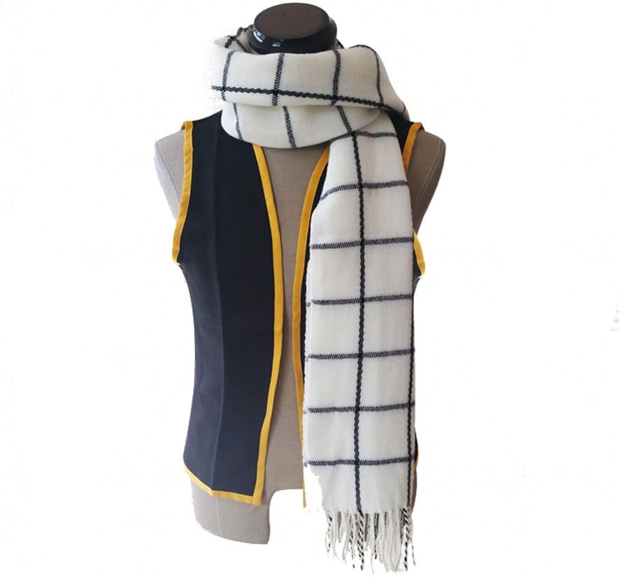Cosplayhome Fairy Tail Naz Scarves White Plaid Scarf Cosplay