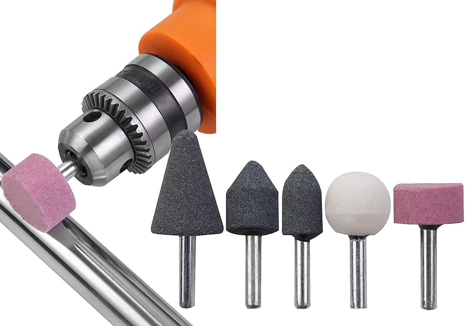 Diy Crafts 12637 India 302707167162 Grinding Stone Set of Rotary Bits With 43834 Inch & 43838 Inch Shank, Electrical Connecting Rod, White, 10 Piece 1