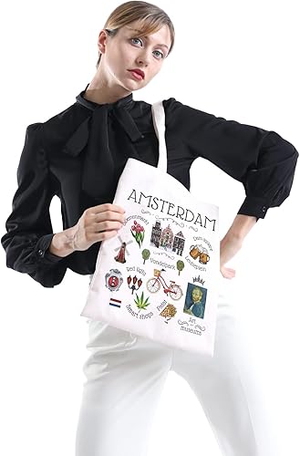 Miniatura 6 de POFULL Amsterdam Souvenir Gift Amsterdam Holland Travel Tote Bag Países Bajos Bicicleta Bicicleta Regalo