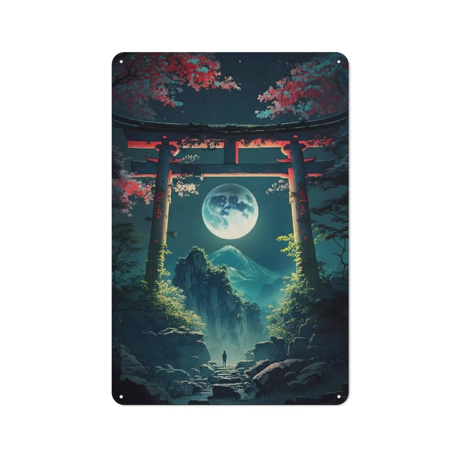 Junmoney Moonlight Blue Light Industrial-Style Metal Plaque 30X20cm For Workshop Wall, For Vintage Wall Decor Fans, For Themed Room Decoration
