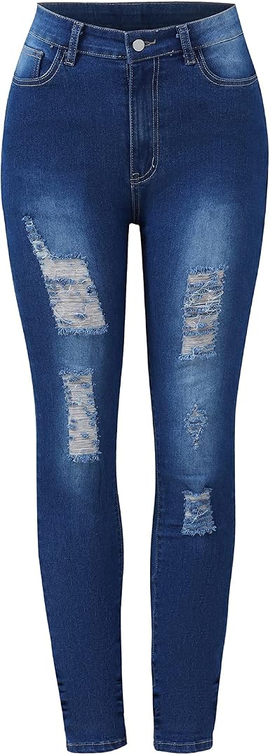 Moda Mujer Ropa de calle Rectos Vaqueros 2021 Océano Azul Pantalones  Mezclilla Bottoms