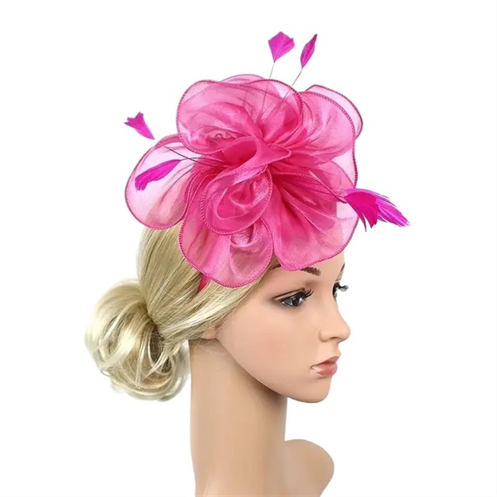 UALXPAO Wedding Hats Flower Mesh Headband Wedding Feather Cocktail Tea Party Headwear Fascinator Hats for Tea Party,Weddings(Color4)