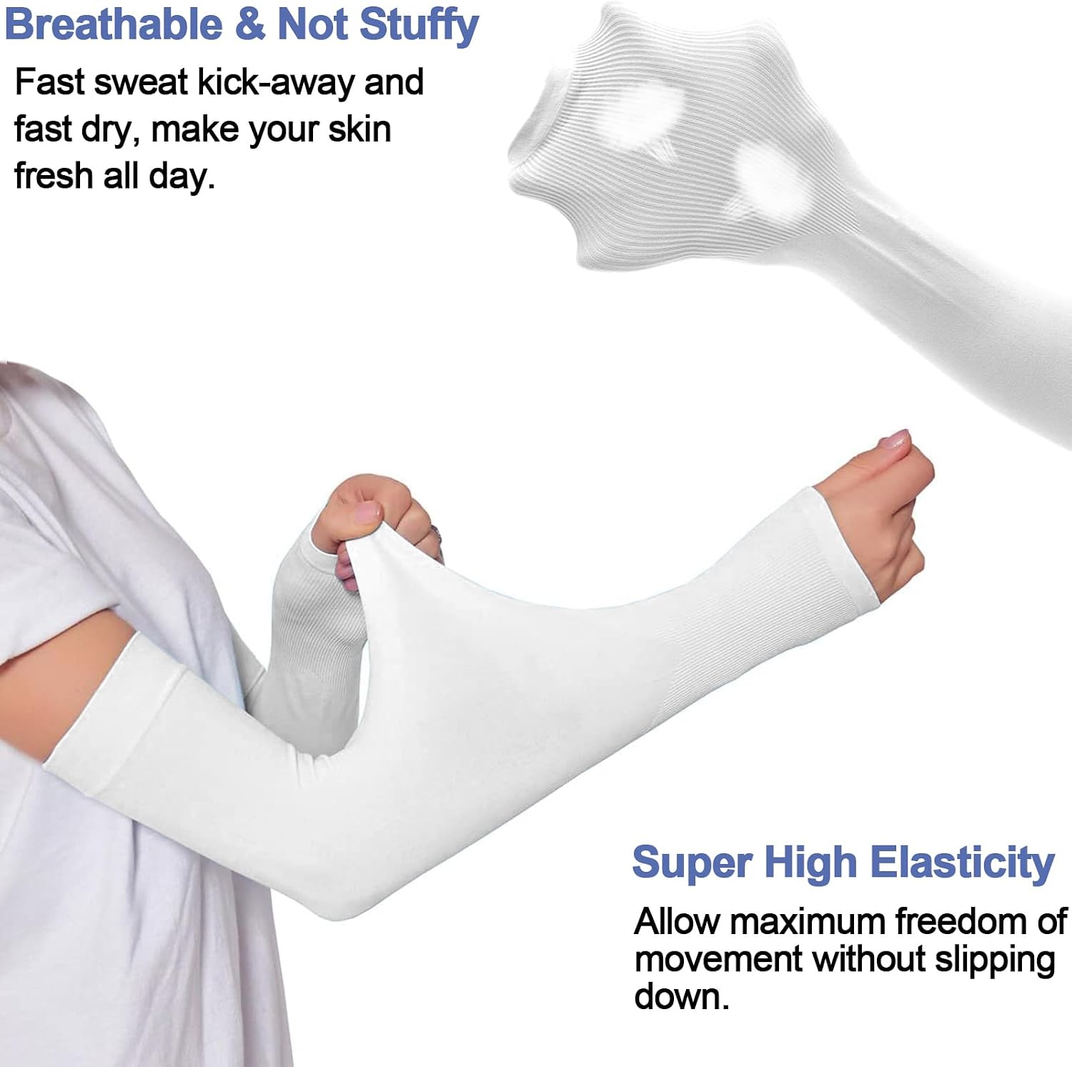 beister Arm Sleeves for Men & Women, UPF 50+ UV Sun Protection, Cooling | Lightweight stretch knit; half-hand coverage; thumb-hole design; tattoo cover; driving, golf, cycling, gaming, outdoor work