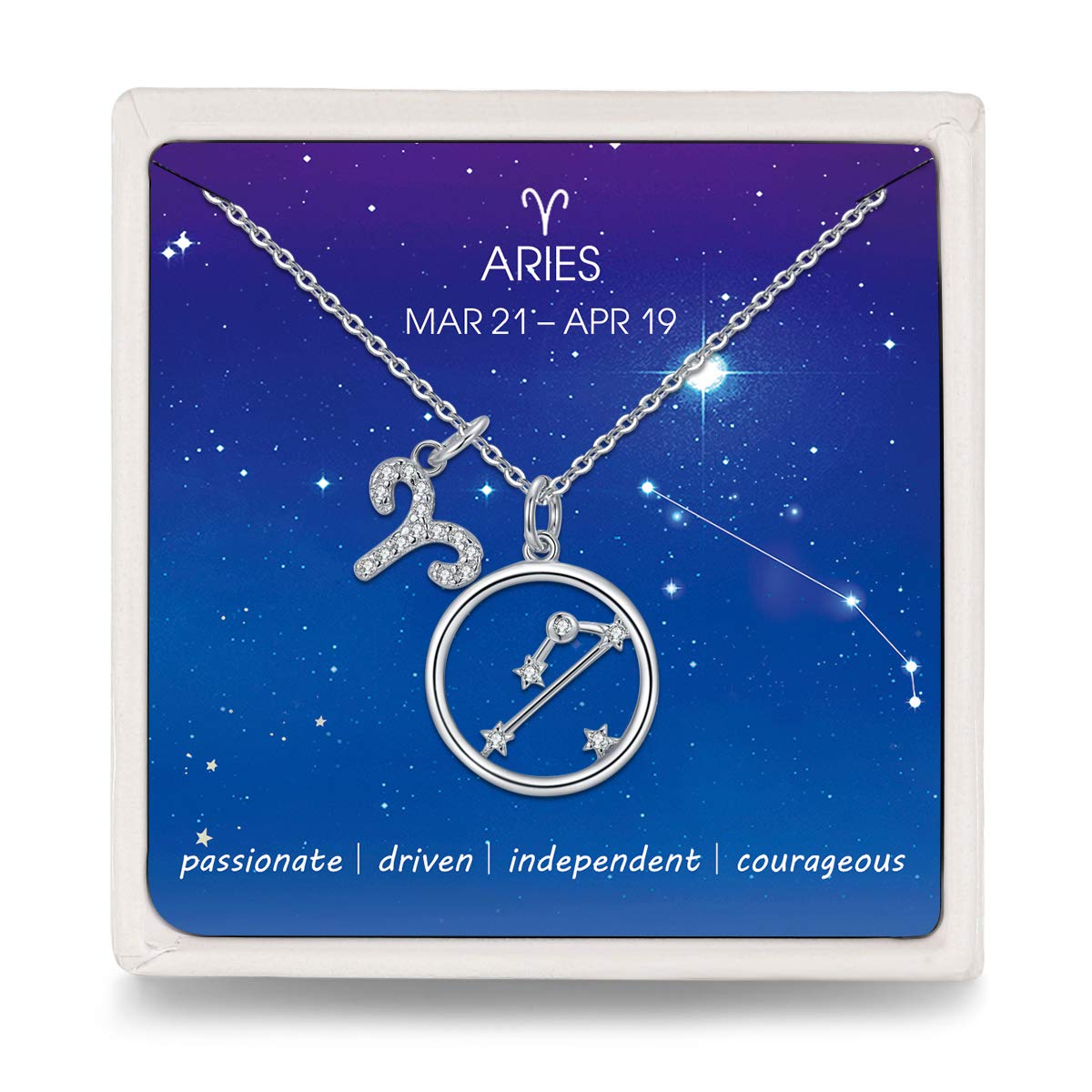 Qings Zodíaco Collar Plata de Ley 925 12 Signos Constelaciones Astrológicos Circulo Estrellas Colgante Horoscopo Collares para Mujeres y Niñas