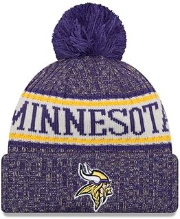 New Era Minnesota Vikings Bobble Hat - NFL Sideline Knit - Purple