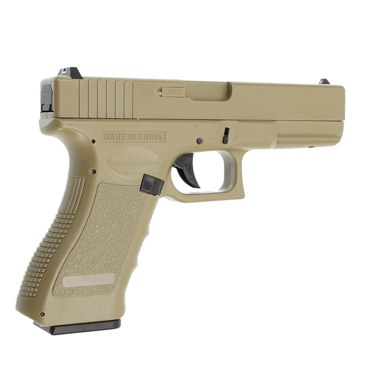 Cyma C18 Softair Pistole CM030 AEP TAN I 0,5 Joule Kal. 6mm Airsoft Set inkl. Akku, Ladegerät & OpTacs Patch I Vollautomatisch & Semi elektrisch
