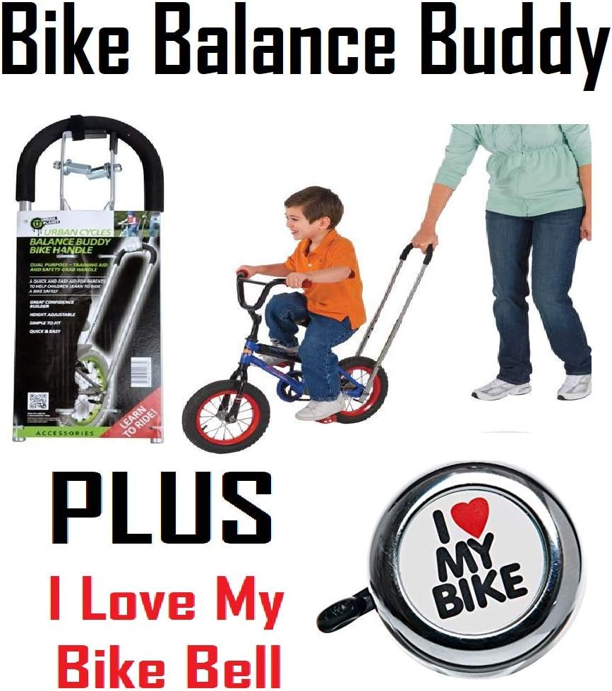 Balance Bike Buddy - Learn To Ride Without Stabilisers & I Love My Bike Bell Package