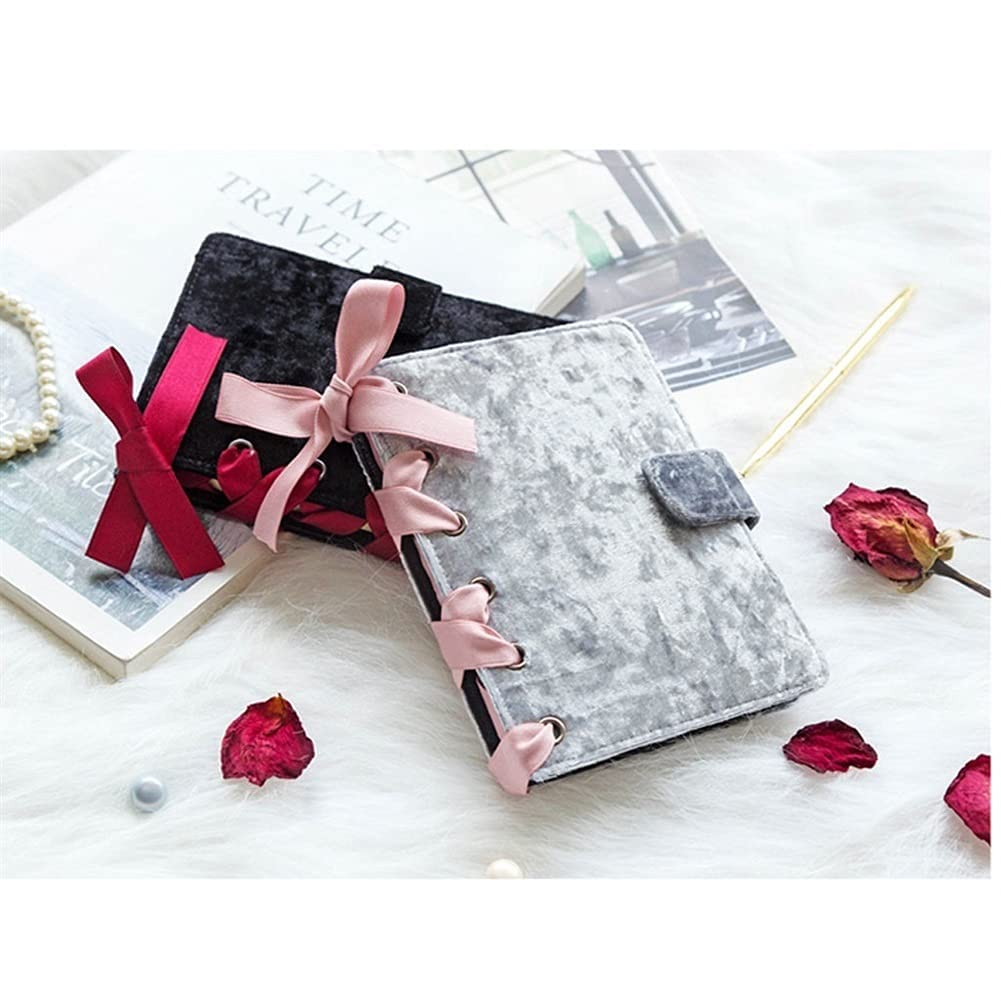 Sangle de cahier Black Grey Manuel Handbook Diary A6 Notebook 128 Draps Journal de papeterie détachable for la maison à la maison (Color : Black)