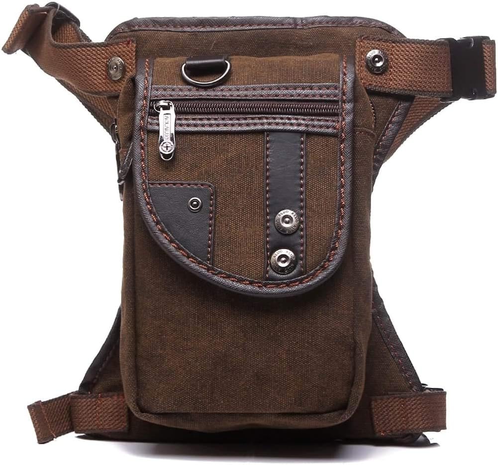 Outdoor Thigh Drop Leg Bag for Men Women Waist Fanny Pack Motorcycle Ride Crossbody Shoulder Riding Travel Hiking Cycling Outdoors, Coffee,