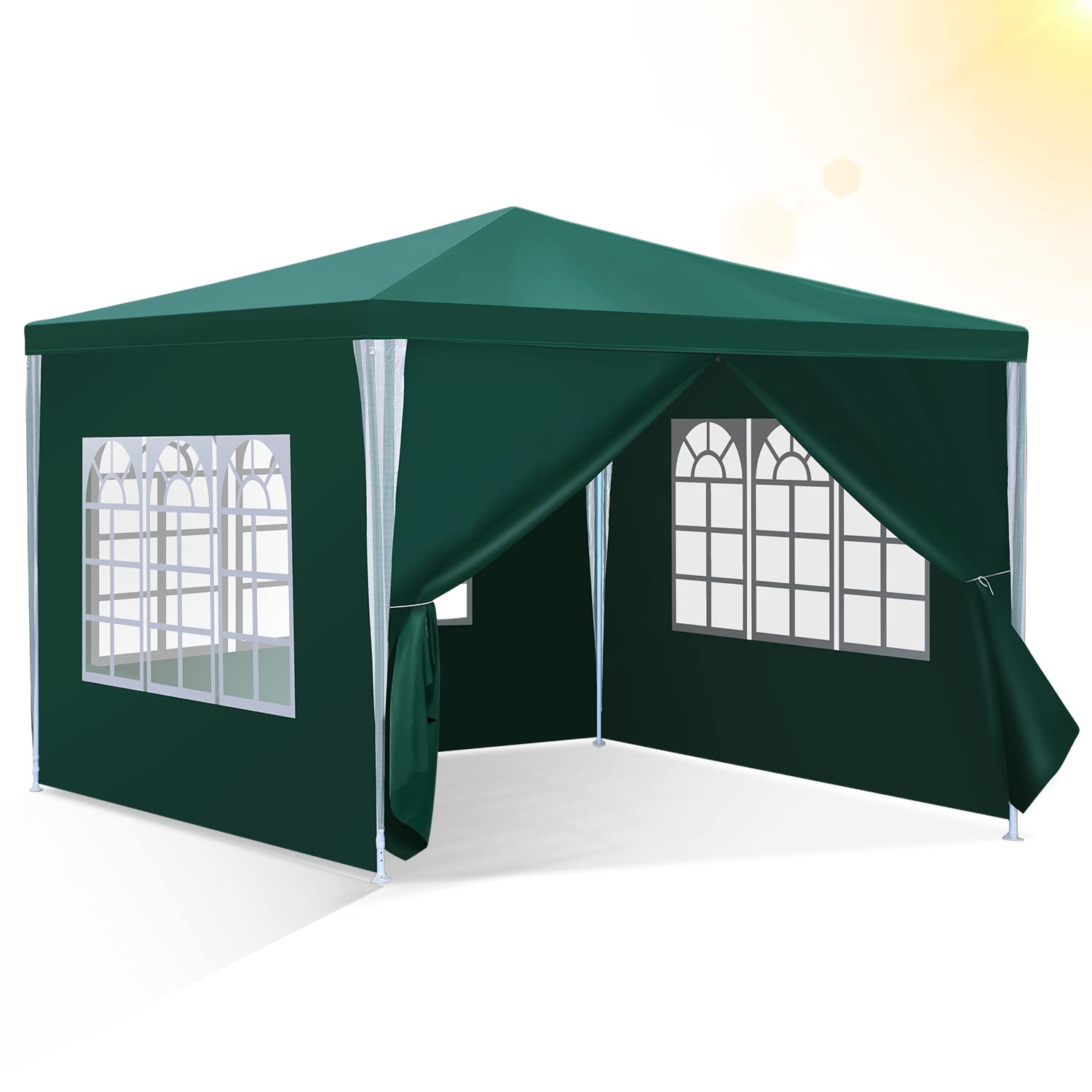 Tonnelle de jardin verte 3x3 m imperméable avec fenêtres et parois