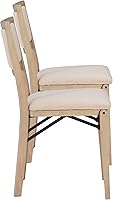 Vista 14 de Linon Keira Sillas plegables de madera rústica natural con asiento y respaldo acolchados en beige – Conjunto de 2