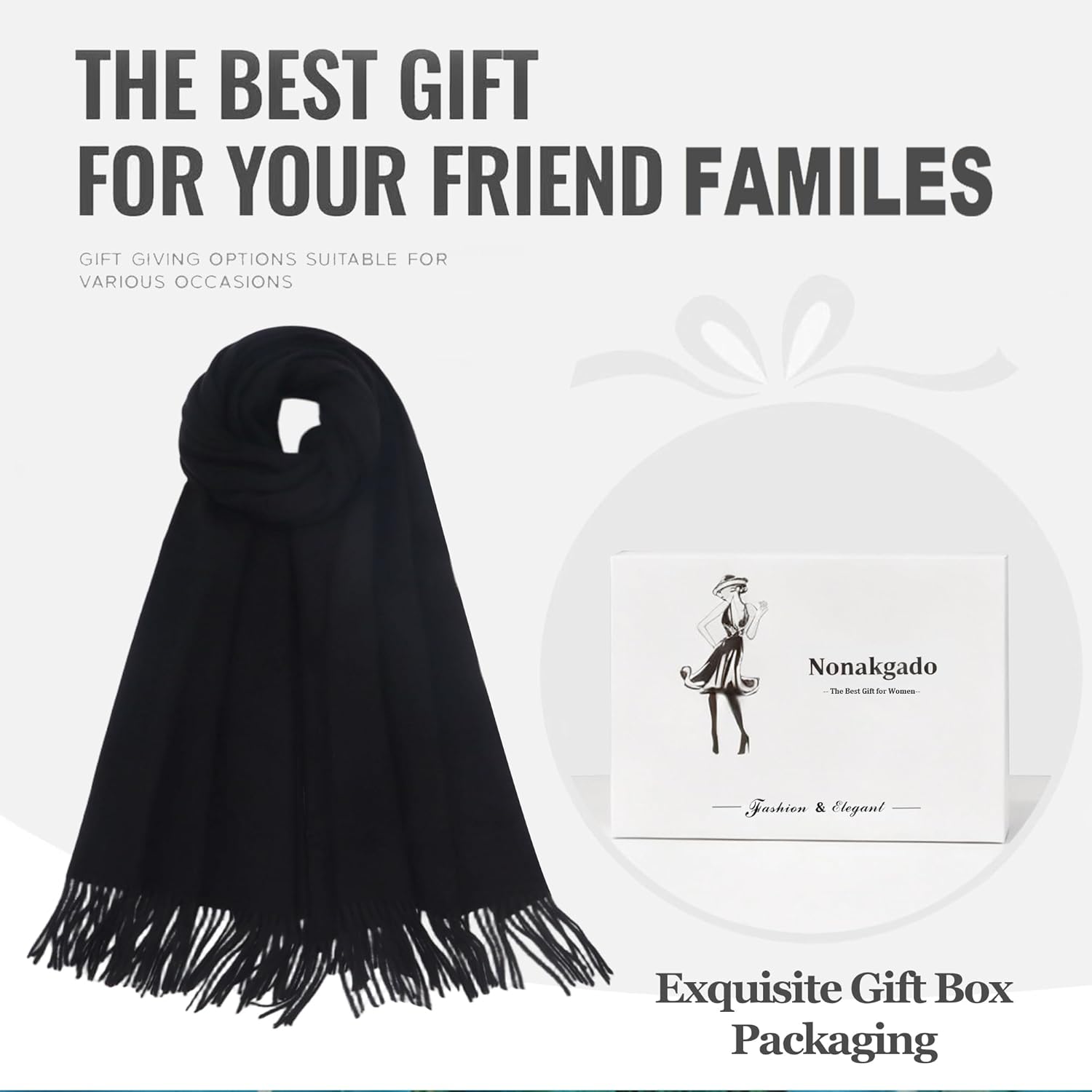 Winter Thick Wool Pashmina Scarf Shawl-Women's Soft Warm Pashmina Wraps for Evening Dresses Wedding Travel Shawl - Image 6