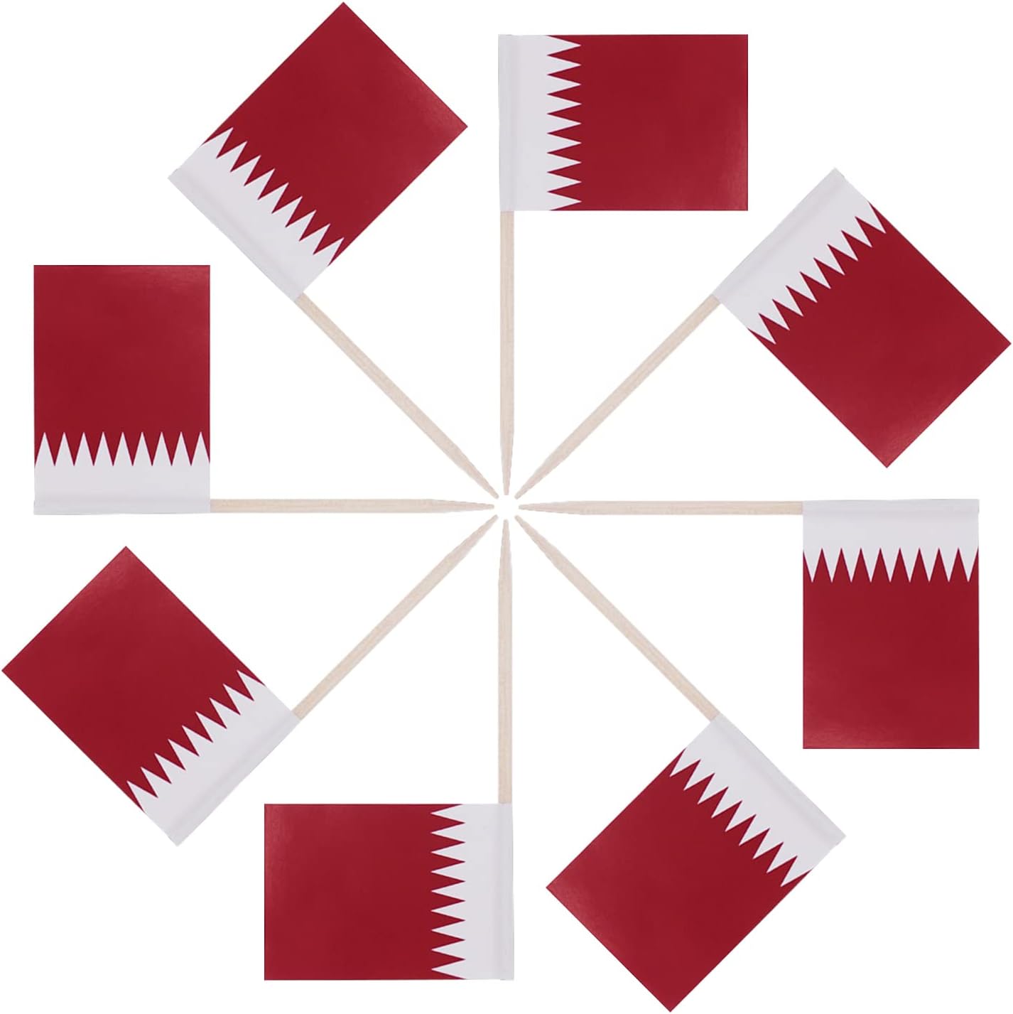 YIPINGYIPING 100Pcs Qatar Flag Toothpick Flag,Qatar 2022 World Cup Mini Flag Cupcake Decoration,Theme Party Birthday Cocktail Fruit Cake Patriotic Decoration Qatari Flag Toothpick Flag