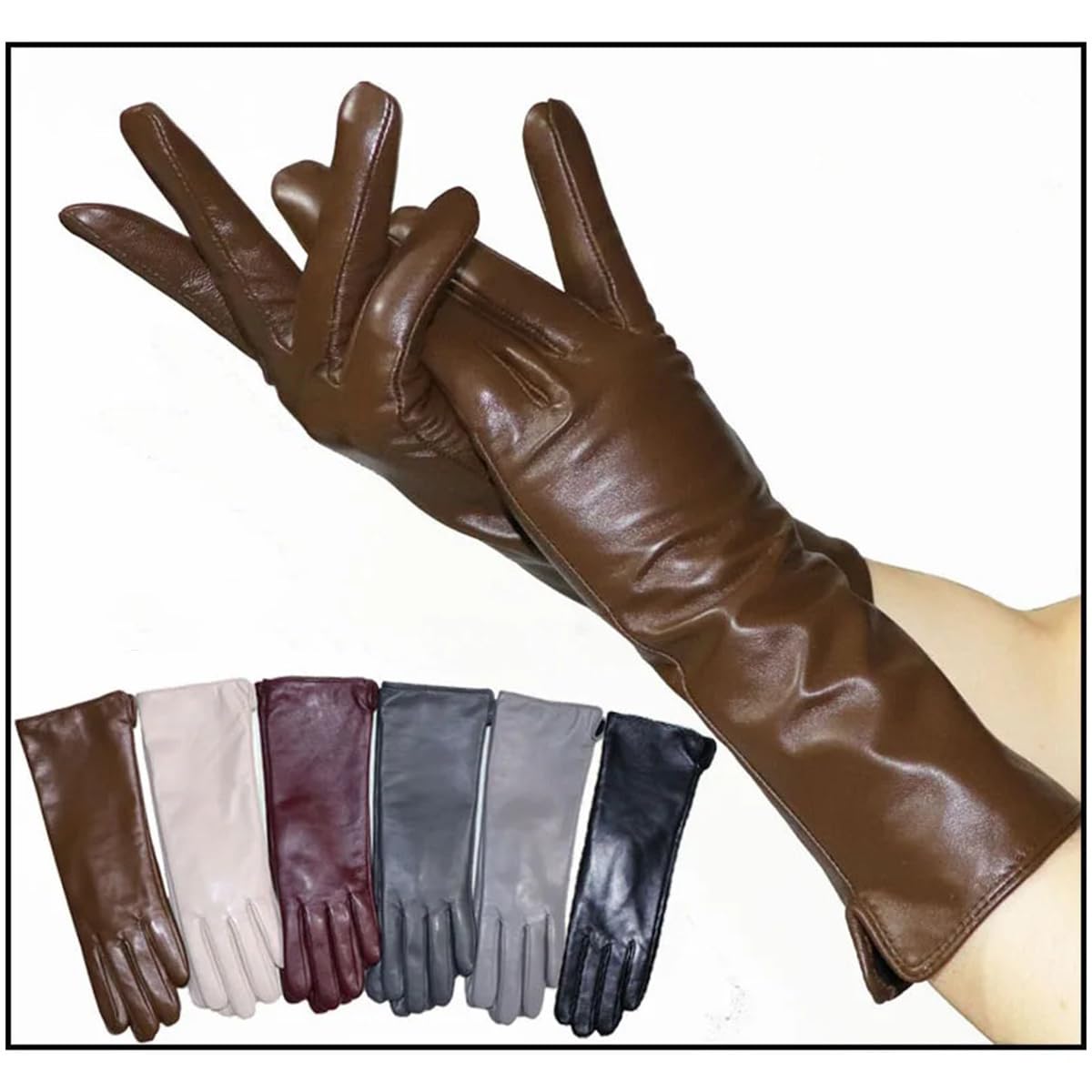 Gants épais chauds tactiles, 30 cm, en cuir, pour femmes, idéaux pour l'hiver et les activités de plein air