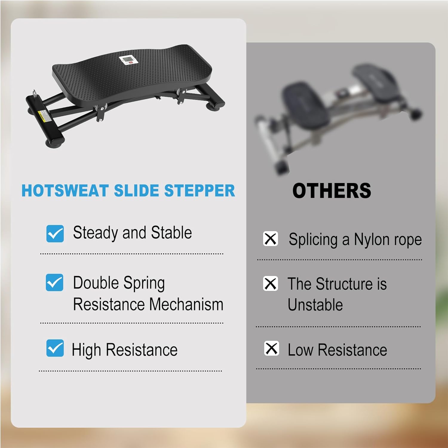 HOTSWEAT Balance Board, Ski Balancing Machine with 300 LBS Weight Capacity, Slide Stepper Stimulated Ski with Resistance Bands, Portable Balance Trainer for Full Body Workout