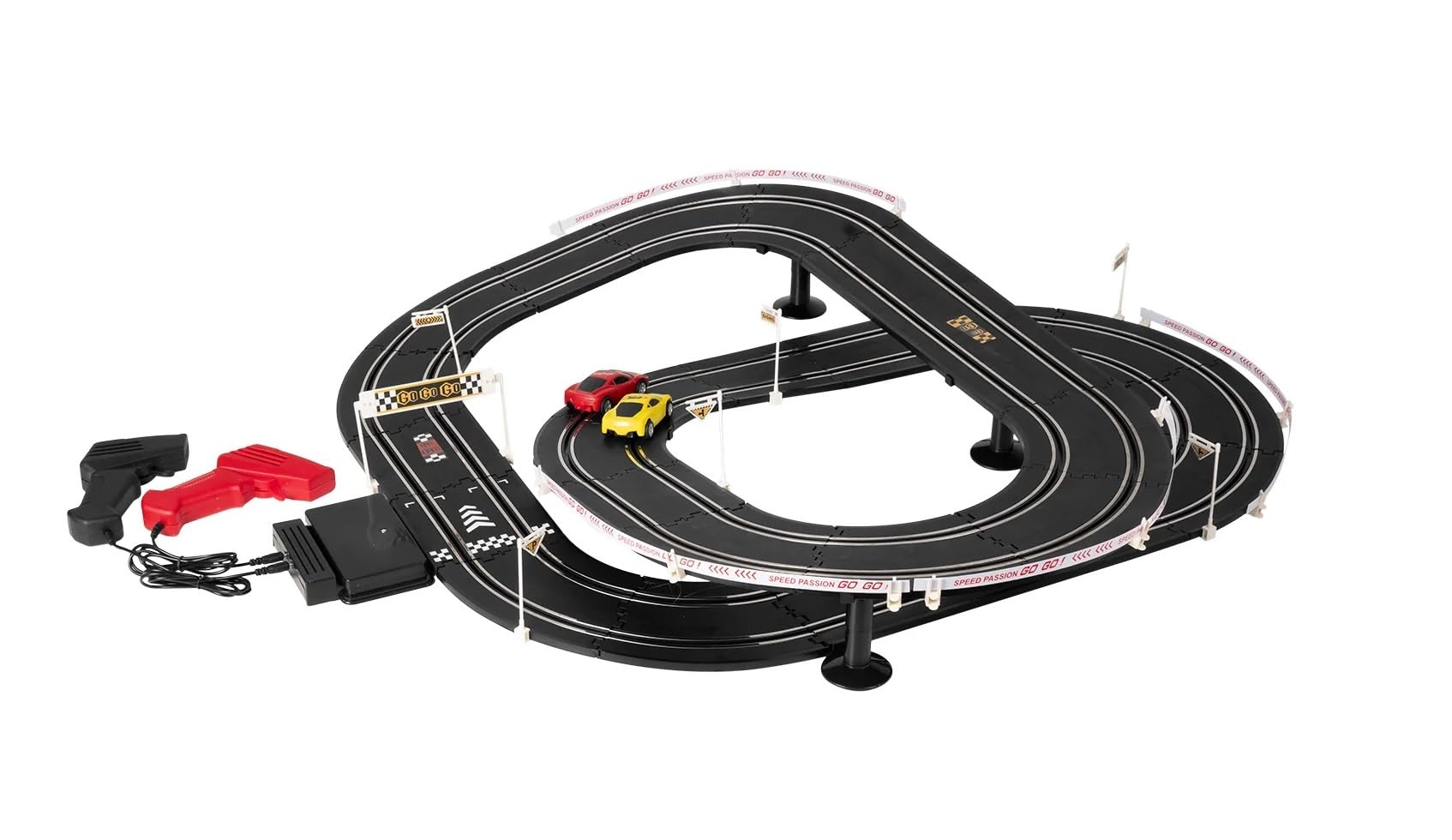 Circuito de carreras de 4,5 metros, pistas de carreras, dos coches, pistas eléctricas, control remoto, circuito eléctrico de carreras, dos coches y controlador (A)