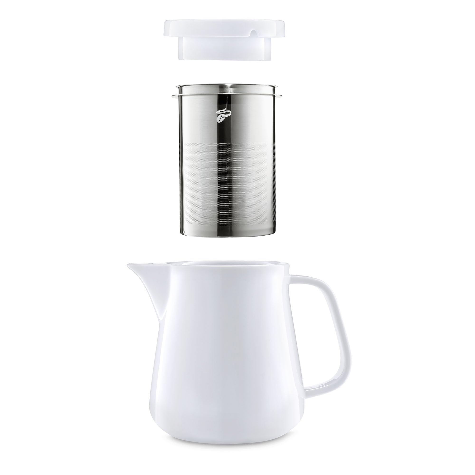 Tchibo Kaffeebereiter, Edelstahl-Permanentfilter, Spülmaschinengeeignet, Keramik, Weiß