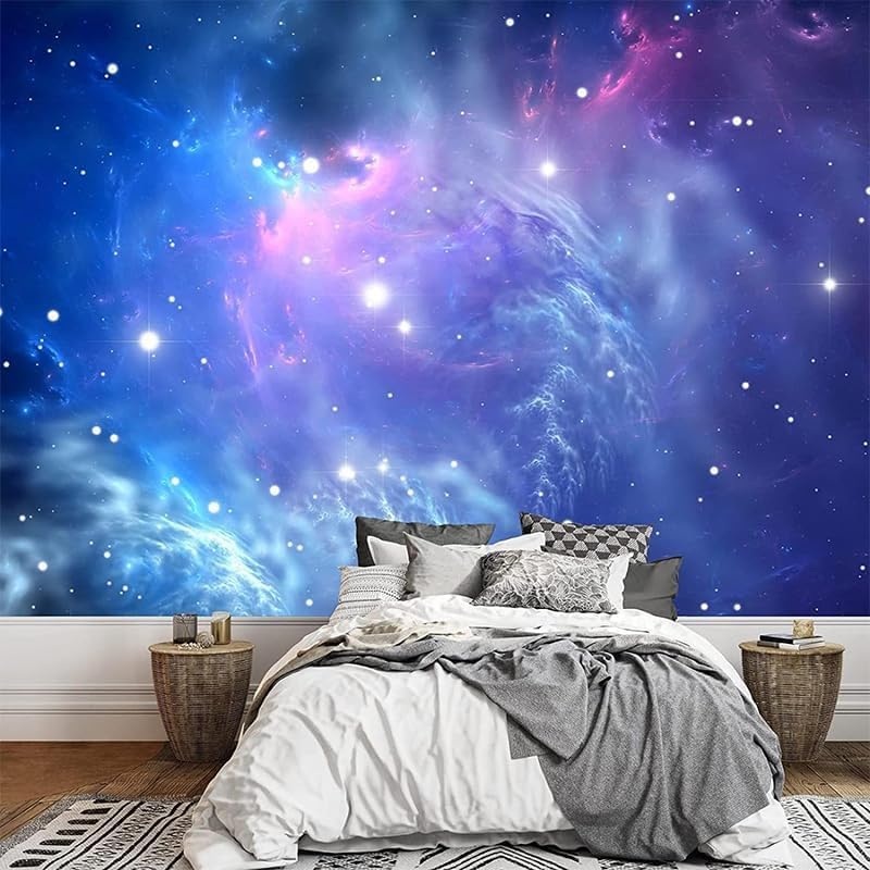 Custom Space Nebula Peel and Stick Wall Mural 3D Abstract Galaxy Wallpaper Removable Large Starry Sky Wall Papers for Living Room Bedroom 78"（W） x 55"（H）