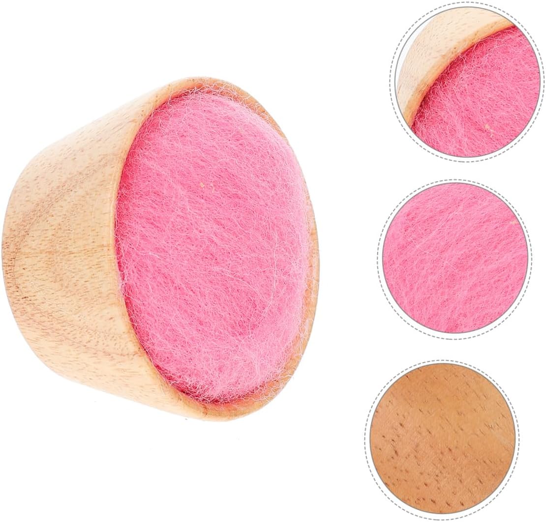 jojofuny 1pc Portable Wool Pin Cushion Half Sewing Needle Holder Handcrafted Wooden Base Cute Cupcake Design for Quilting and Needle Organization