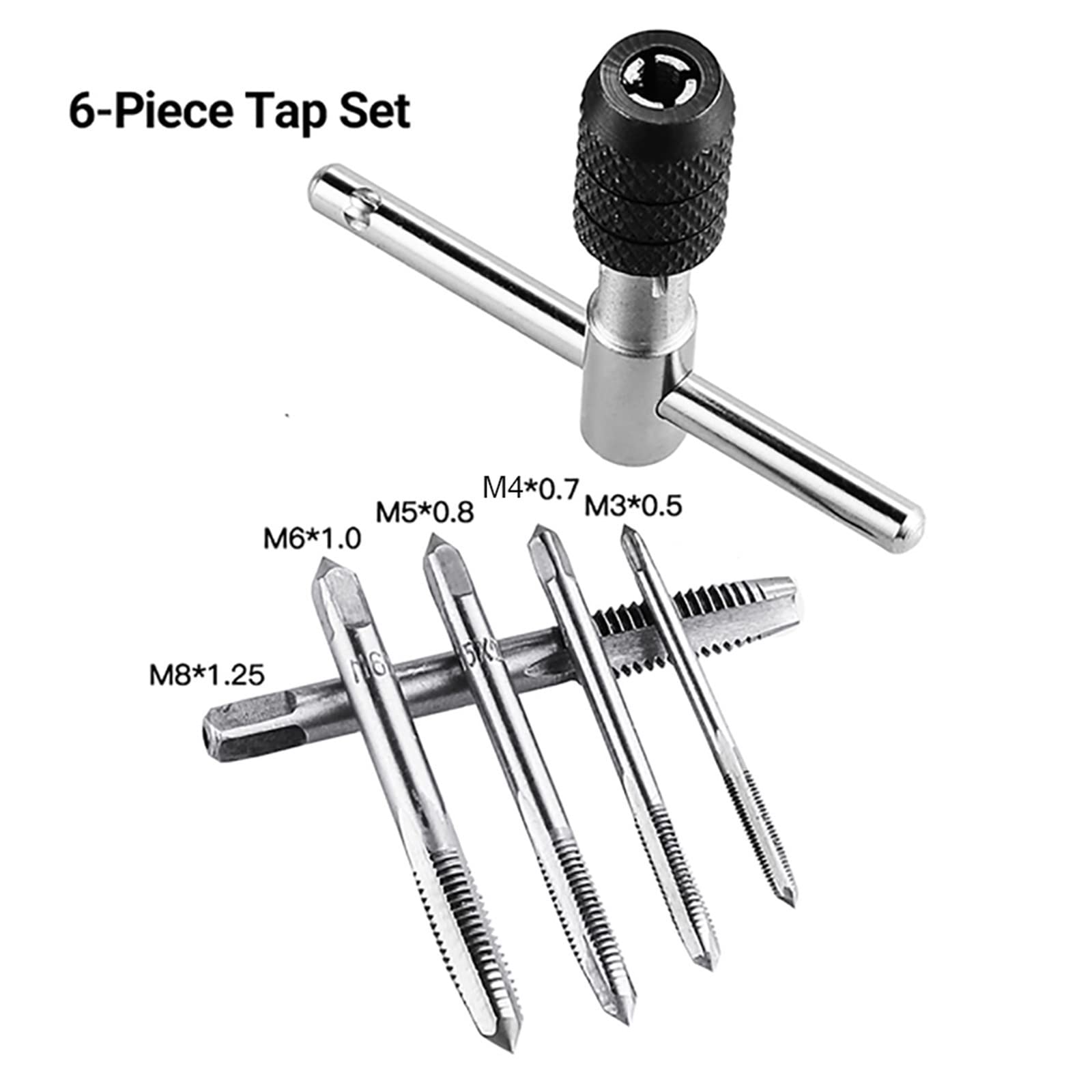 6PCS/Set Tap Drill Wrench Tapping Threading Tool M3-M8 Screwdriver Tap Holder Hand Tool Thread Metric Plug Tap Screw Taps MINGPING