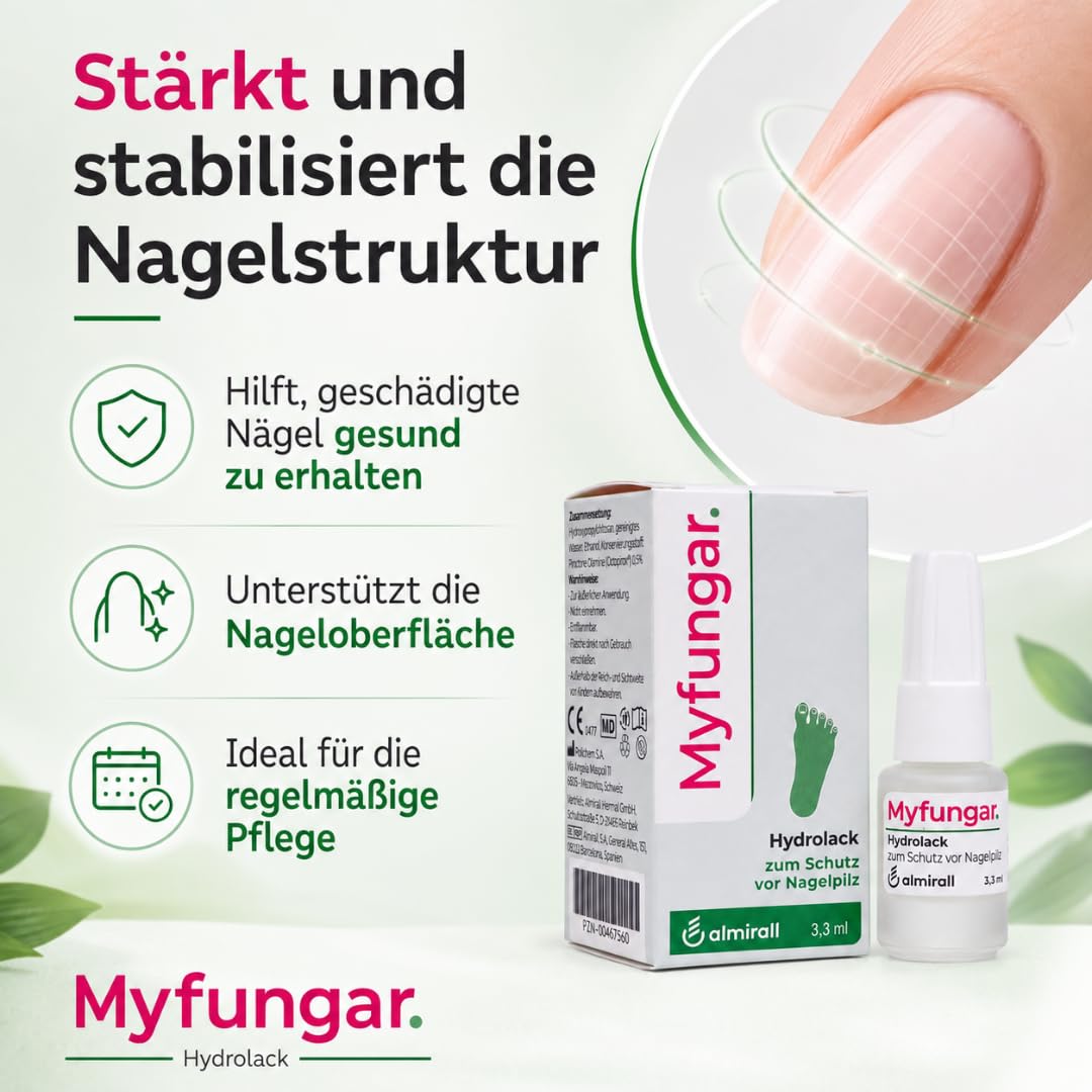 Hydrolack 3,3 ml I Nagellack für Fuß- & Fingernägel I mit Pharma Perle (2x) | täglich anwendbar, wasserlöslicher Schutzfilm, Nagelpflege