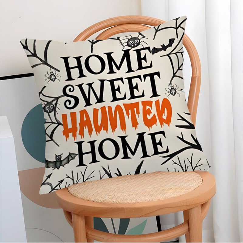 Housses de coussin Halloween avec fermeture éclair invisible et imprimés sorcière