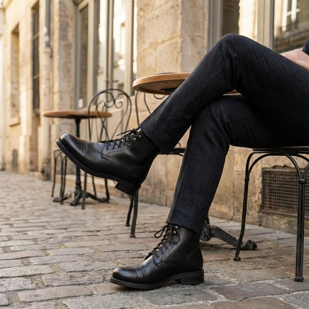 SUREWAY Mens Casual Leather Dress Boots | 6 in Lace Up Ankle Boots - Slip on Chukka Boots Classic Comfort Oxford Fashion Chelsea for Mens Walking Comfort (Office,Casual,Driving,Work,Dress) - Image 2