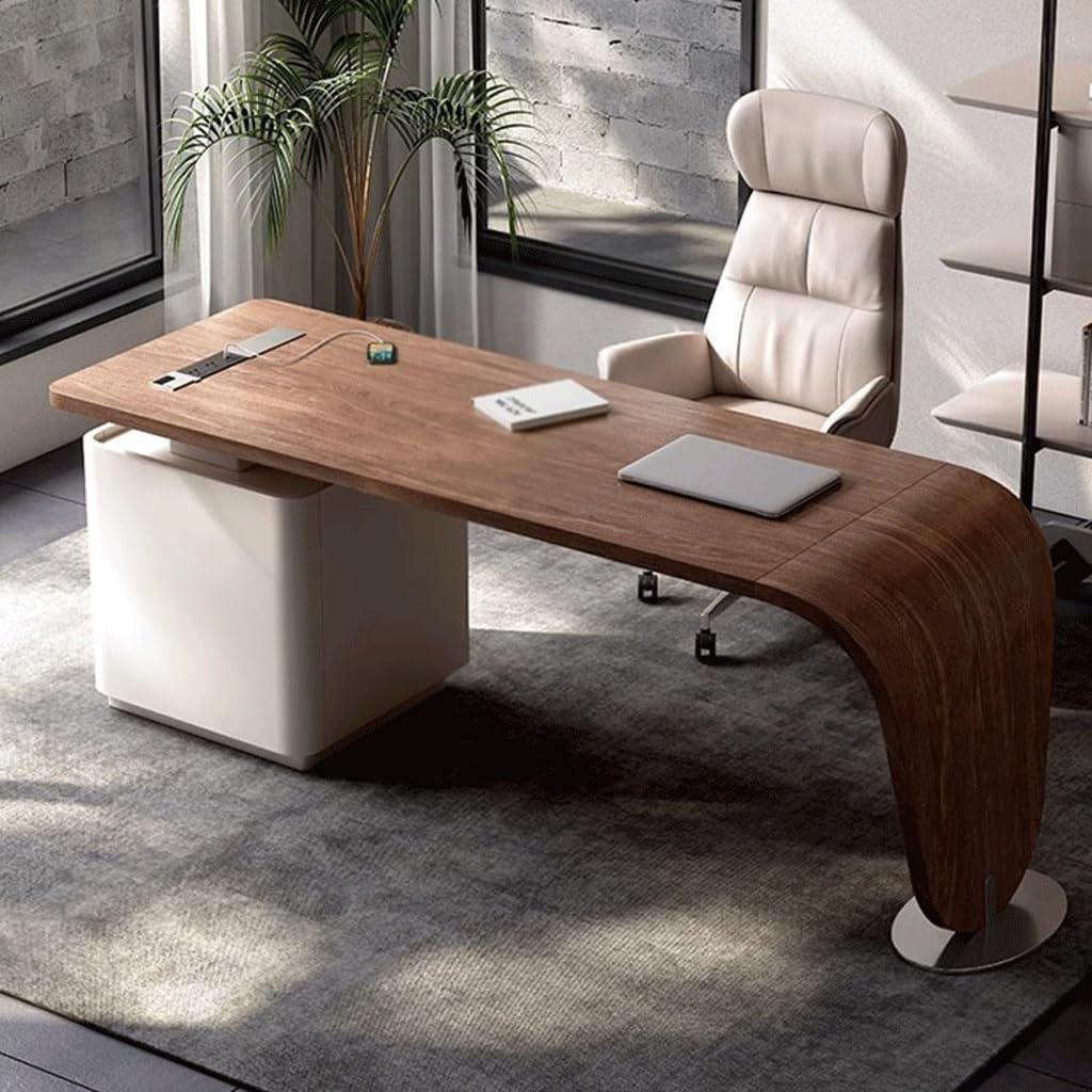 Mesa de Escritorio Para Computadora Scrivania In Legno Massello Di Noce, Scrivania Da Presidente, Scrivania Da Studio, Reception Scrivania da Studio Per Camera da Letto(B)