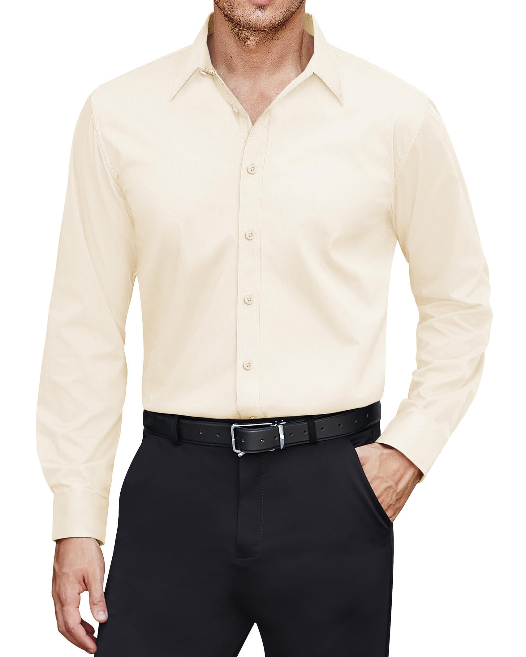 J.VER Herren Hemd Fleckenschutz Hemden Regular Fit Bügelleichtes Langarmhemd Klassisch Stretch Businesshemd Freizeit Hochzeit Hemd