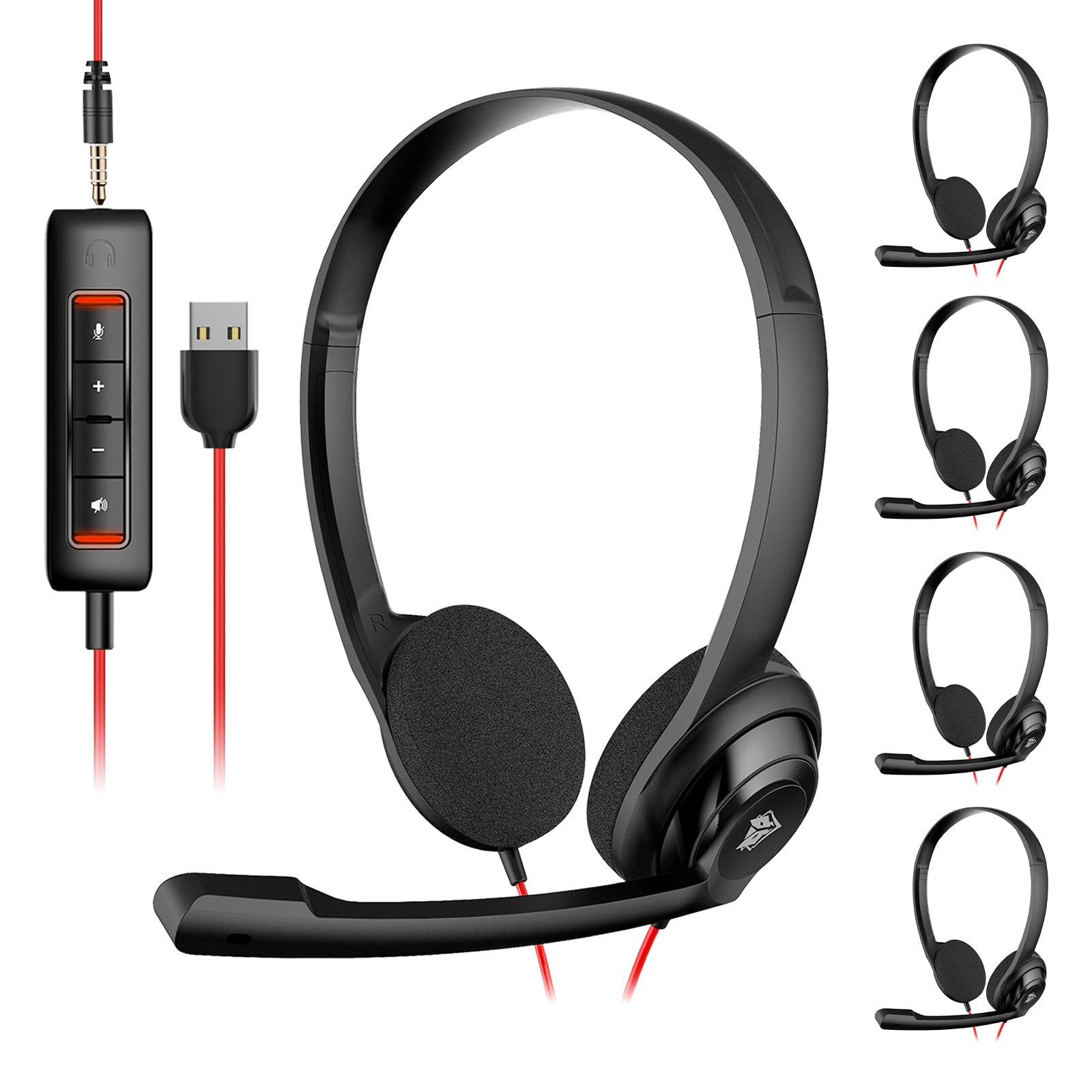 usb headset microphone wired office noise cancelling