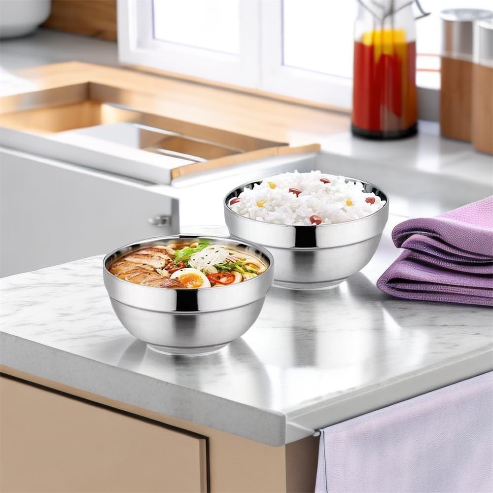 28 Oz Stainless Steel Large Bowls Set of 6, Metal Double-walled Insulated Noodle Soup Bowls with Lids for Adult, Dishwasher Safe and Unbreakable - Image 7