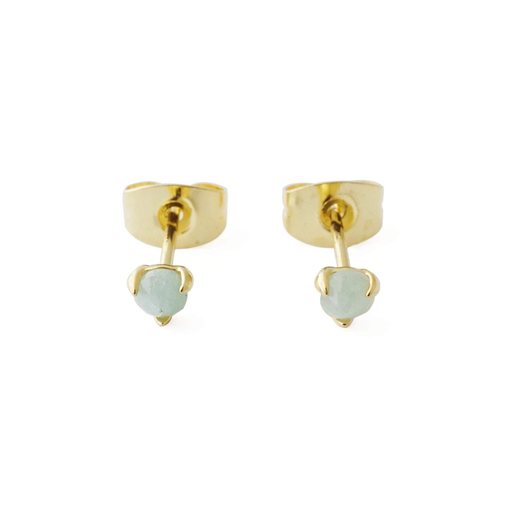 HONEYCATTiny Jade Orb Solitaire Studs in Gold, Rose Gold, or Silver | Minimalist, Delicate Jewelry