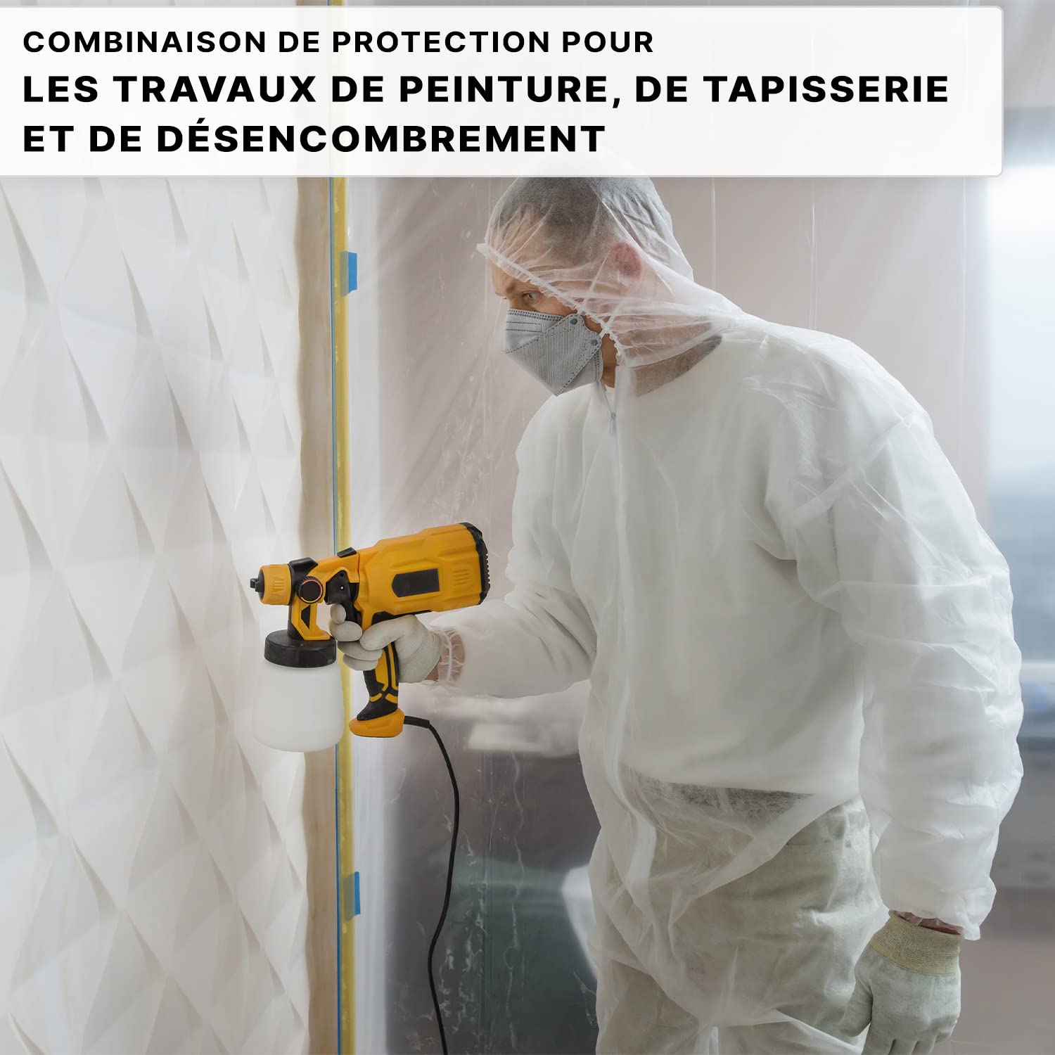 ARNOMED 10x Combinaison Jetable XL, Combinaison Travail Homme & Femme, Combinaison Jetable de Peintre & Bâtiment, Combinaison de Protection & Amiantée, Combinaison Sécurité (Blanc)