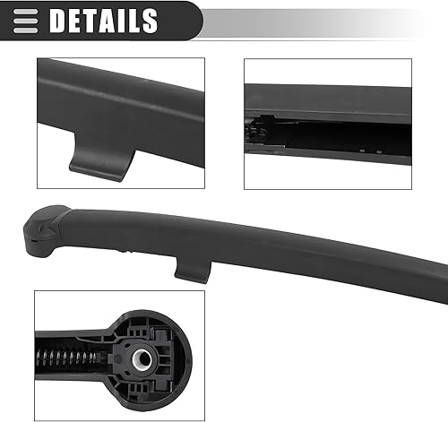 Miniatura 6 de Motoforti Juego de brazos de limpiaparabrisas trasero, 14 pulgadas, para Jeep Grand Cherokee 2005-2010, goma, color negro