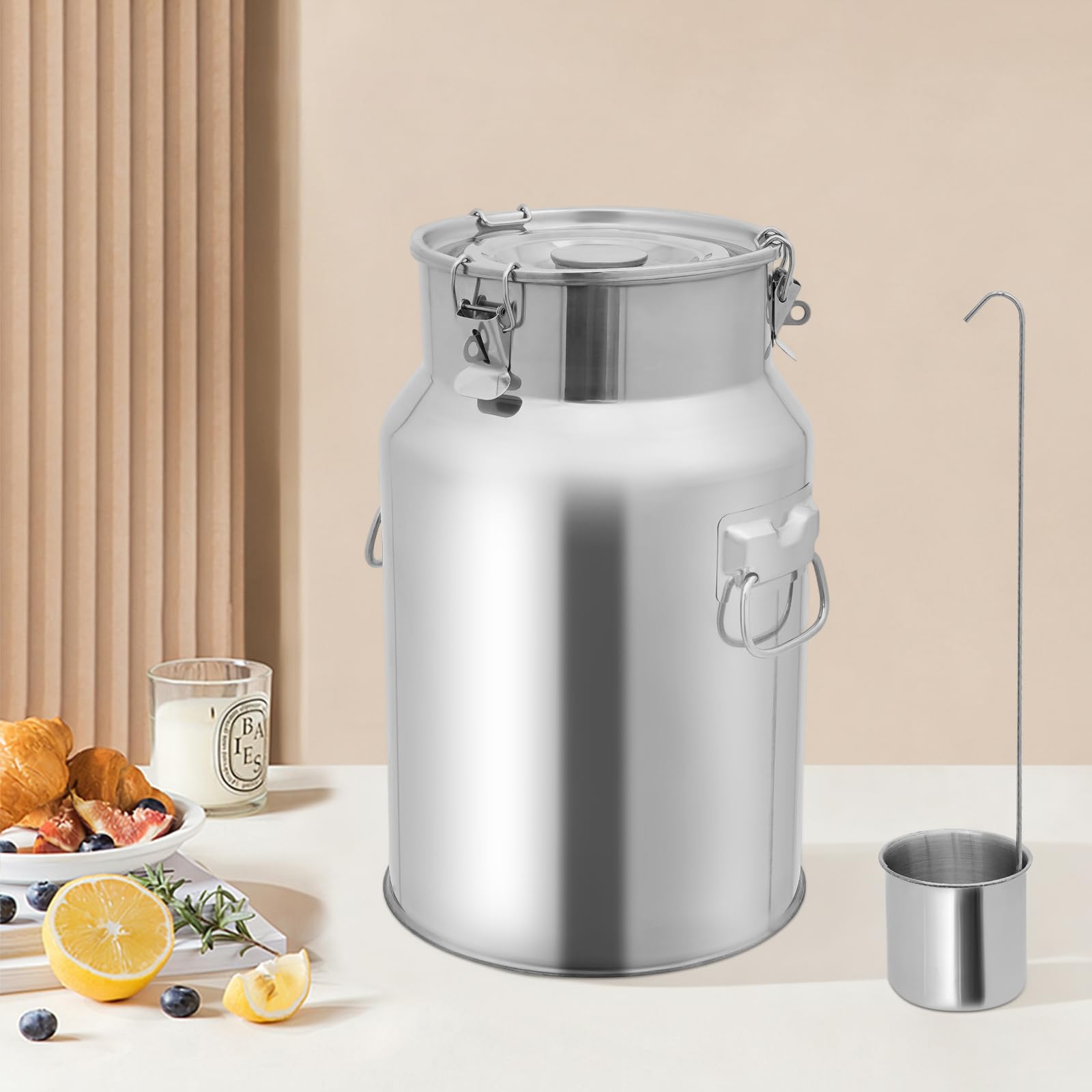 Pot à lait en acier inoxydable 18L avec couvercle hermétique et double boucle