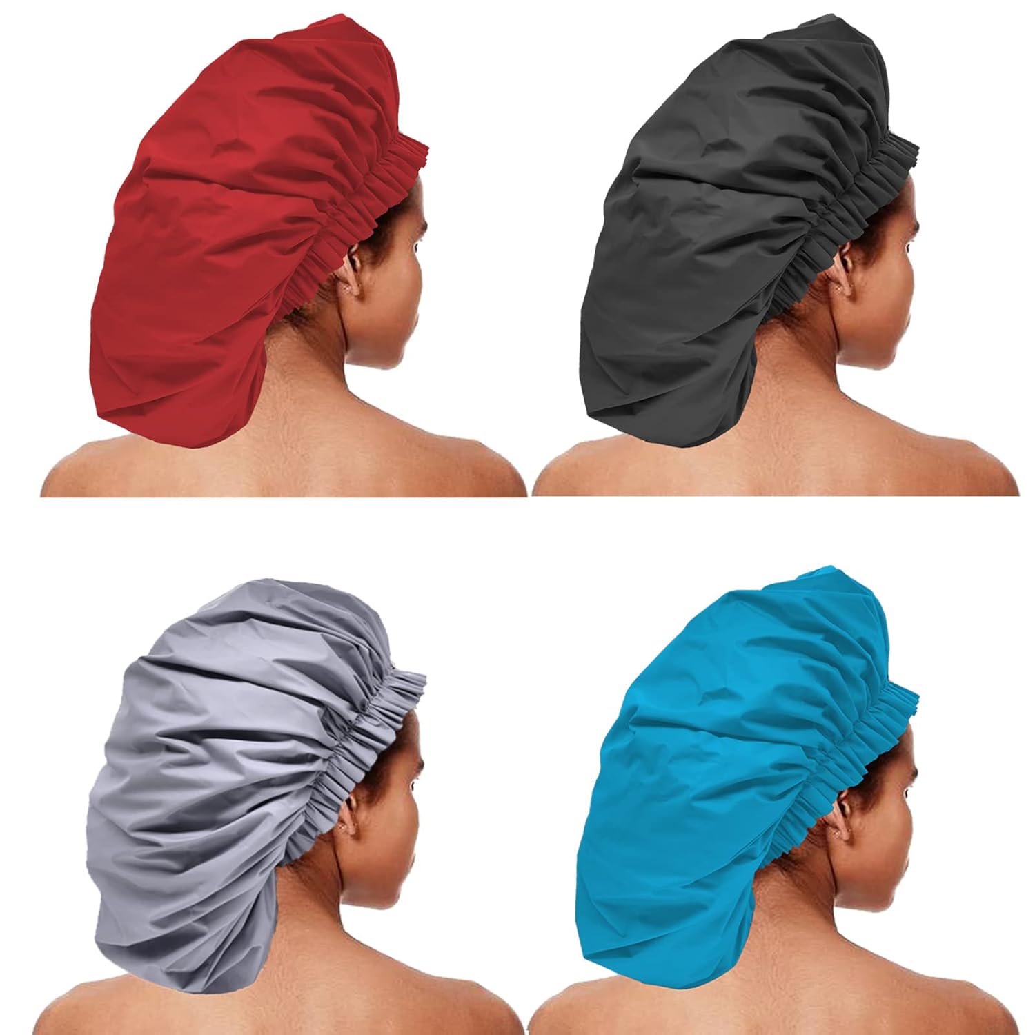 ELEBOX 4 Pack Premium Collection Super Jumbo Shower Cap