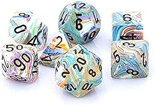 DND Dice Set-Chessex D&D Dice-16mm Festive Vibrant with Brown Plastic Polyhedral Dice Set-Dungeons and Dragons Dice Includes 7 Dice - D4 D6 D8 D10 D12 D20 D% (27441)