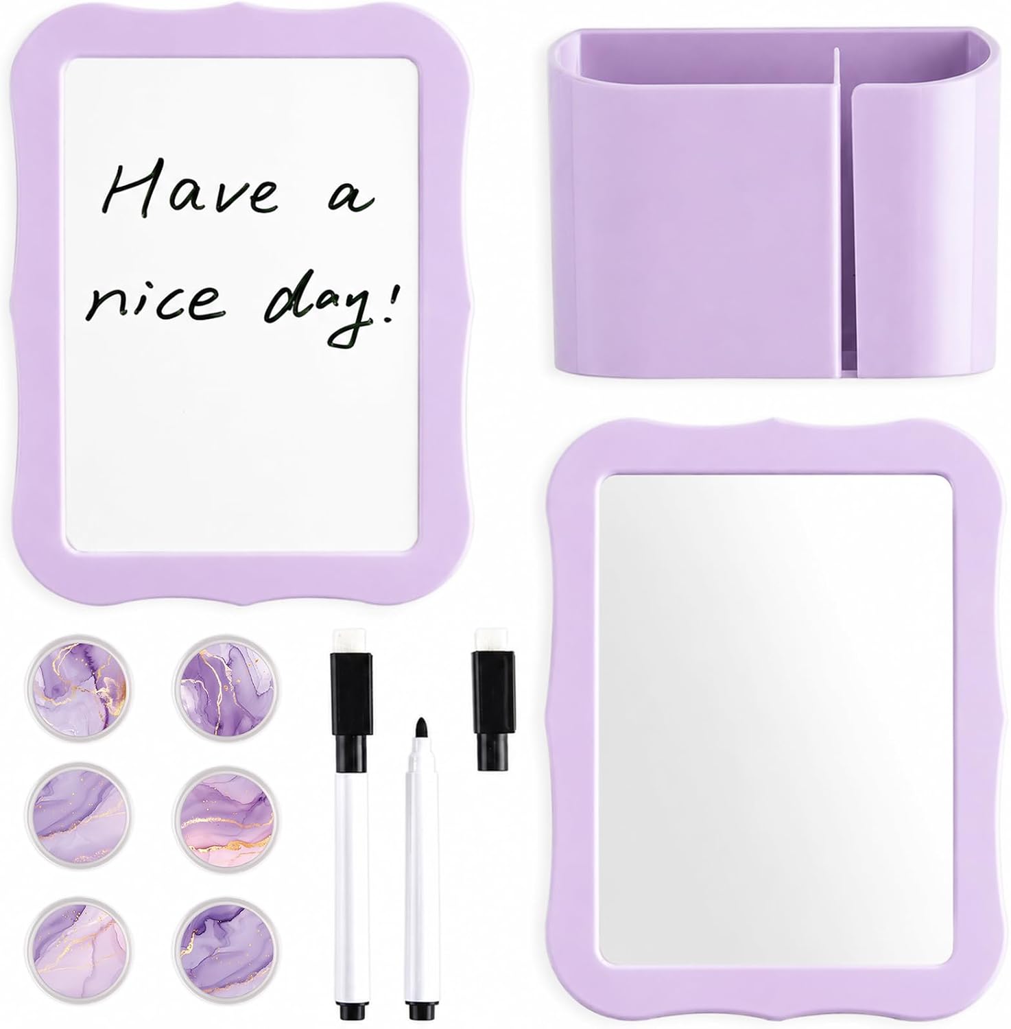 11 Pcs School Lockers Magnetic Decor Purple Locker Accessories Kit with Magnetic Mirror Whiteboard Pen Holder Buckles Lockers Organizer Decorations Locker Essentials for Back to School Supplies