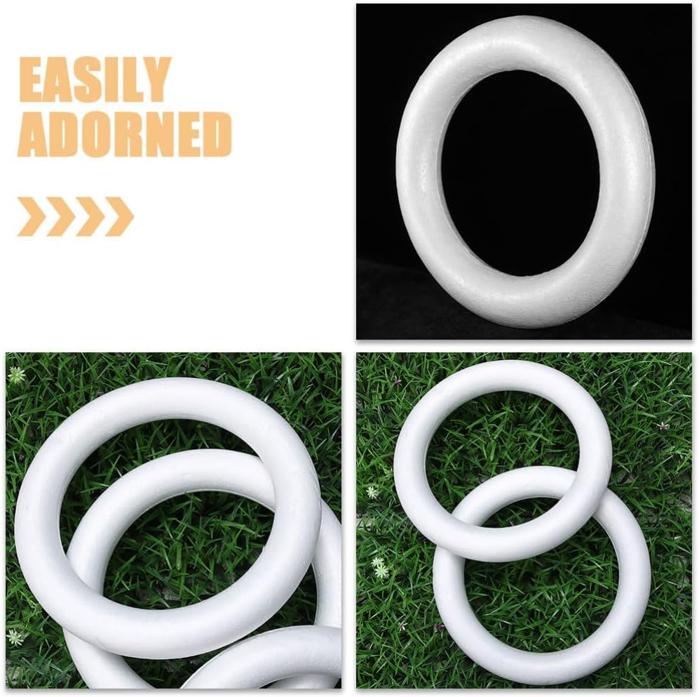 Tofficu 3pcs 8.66Inch Foam Wreath Rings for DIY Crafts Durable Polystyrene Circles for Floral Arrangements Wedding Decorations Multi-Purpose Craft Foam Wreath Forms Elegant White Design